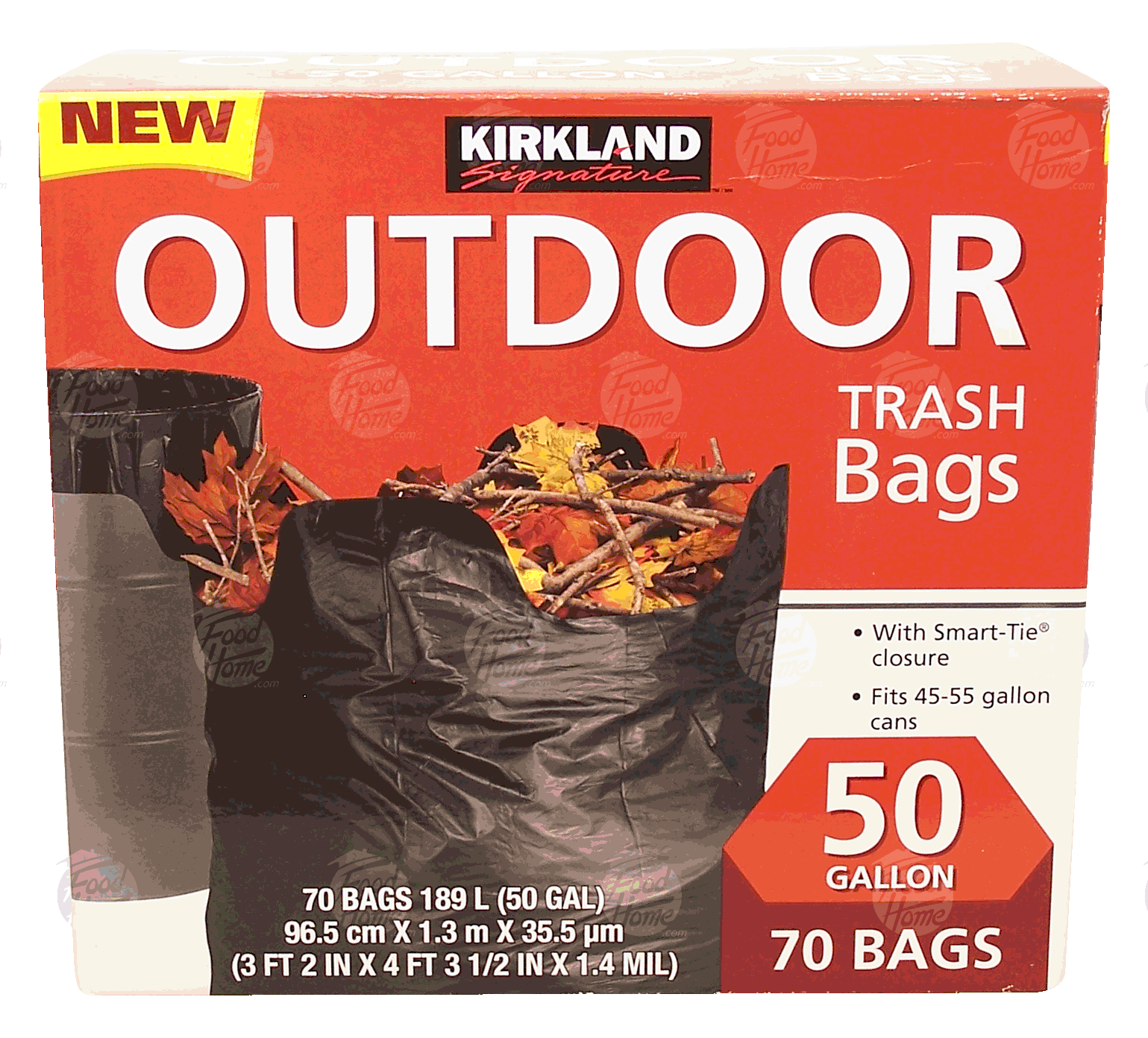 Kirkland Signature  trash bags, outdoor, tie closure, 45-55 gallon cans Full-Size Picture